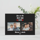 Black Red Hearts Happy Vaderdag 2 foto's Feestdagenkaart (Staand voorkant)