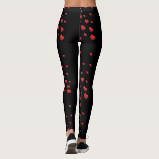 Black Red Hearts Modern Leggings Valentijnsdag (Achterkant)