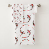 Black & Red Japan Koi Fish Artistic Pattern Bad Handdoek (Insitu)