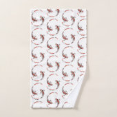 Black & Red Japan Koi Fish Artistic Pattern Bad Handdoek (Handdoek)