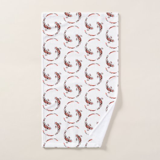 Black & Red Japan Koi Fish Artistic Pattern Bad Handdoek (Handdoek)