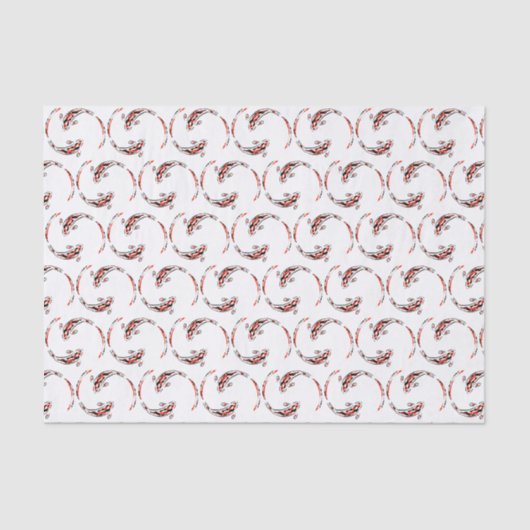 Black & Red Japan Koi Fish Artistic Pattern Tissuepapier (Voorkant)