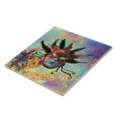 BLACK RED JESTER MASK Masquerade Green Blue Tegeltje (Zijkant)