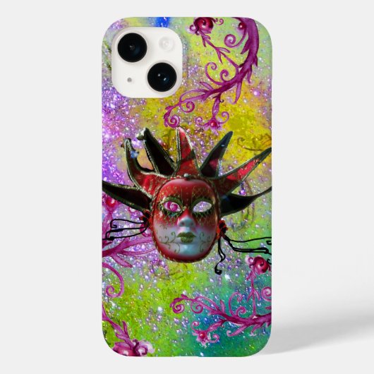 BLACK RED JESTER MASK Masquerade Paars Green Case-Mate iPhone Case (Achterkant)
