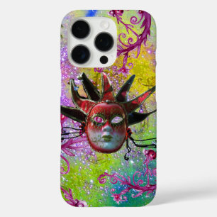 BLACK RED JESTER MASK Masquerade Paars Green iPhone 16 Pro Hoesje