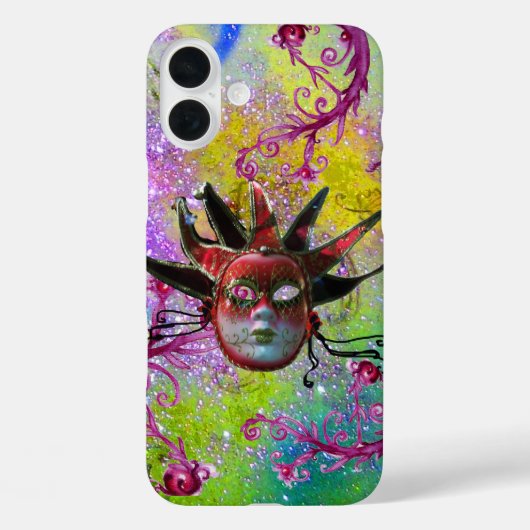 BLACK RED JESTER MASK Masquerade Paars Green Case-Mate iPhone Case (Achterkant)