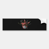 BLACK RED JESTER MASK, Masquerade Party Bumpersticker (Voorkant)
