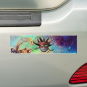 BLACK RED JESTER MASK, Masquerade Party Bumpersticker (Op auto)
