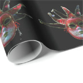 BLACK RED JESTER MASK, Masquerade Party Cadeaupapier (Rol Hoek)