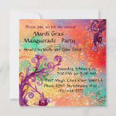 BLACK RED JESTER MASK, Masquerade Party Champagne Kaart (Achterkant)