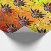 BLACK RED JESTER MASK, Masquerade Party, geel Cadeaupapier (Hoek)