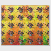 BLACK RED JESTER MASK, Masquerade Party, geel Cadeaupapier (Vlak)