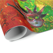 BLACK RED JESTER MASK, Masquerade Party, geel Cadeaupapier (Rol Hoek)