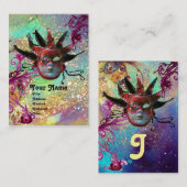 BLACK RED JESTER MASK Masquerade Party Green Gold Visitekaartje (Voorkant / Achterkant)