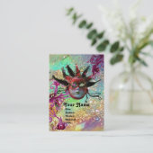 BLACK RED JESTER MASK Masquerade Party Green Gold Visitekaartje (Staand voorkant)