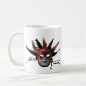 BLACK RED JESTER MASK, Masquerade Party Koffiemok (Links)