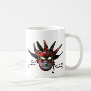 BLACK RED JESTER MASK, Masquerade Party Koffiemok