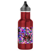 BLACK RED JESTER MASK, Masquerade Party Monogram Waterfles (Rechts)