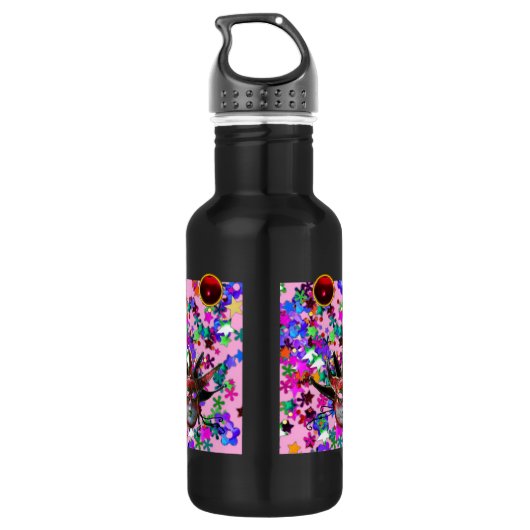 BLACK RED JESTER MASK, Masquerade Party Monogram Waterfles (Achterkant)