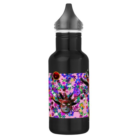 BLACK RED JESTER MASK, Masquerade Party Monogram Waterfles (Links)