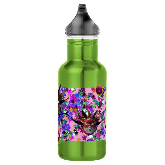 BLACK RED JESTER MASK, Masquerade Party Monogram Waterfles (Rechts)