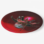 BLACK RED JESTER MASK, Masquerade Party Papieren Bordje (Gekanteld)