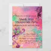 BLACK RED JESTER MASK, Masquerade Party roze Kaart (Achterkant)