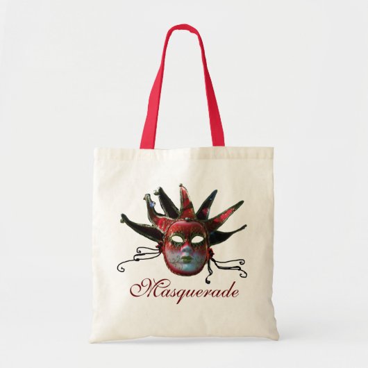 BLACK RED JESTER MASK, Masquerade Party Tote Bag (Voorkant)