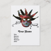 BLACK RED JESTER MASK ,Masquerade Party White Visitekaartje (Voorkant)