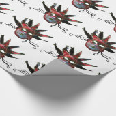 BLACK RED JESTER MASK, Masquerade Party, wit Cadeaupapier (Hoek)