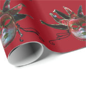 BLACK RED JESTER MASK, Masquerade Party, wit Cadeaupapier (Rol Hoek)