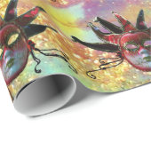 BLACK RED JESTER MASK, Masquerade Party, wit Cadeaupapier (Rol Hoek)