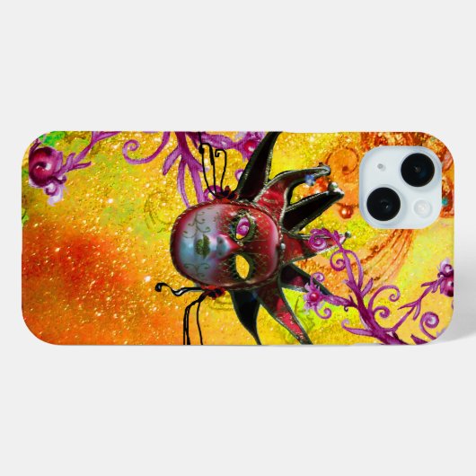 BLACK RED JESTER MASK Masquerade Party Yellow Case-Mate iPhone Case (Achterkant (horizontaal))