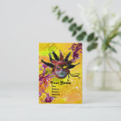 BLACK RED JESTER MASK Masquerade Party Yellow Gold Visitekaartje (Staand voorkant)
