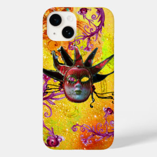 BLACK RED JESTER MASK Masquerade Yellow Paars Case-Mate iPhone Case
