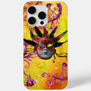 BLACK RED JESTER MASK Masquerade Yellow Paars iPhone 15 Pro Max Hoesje