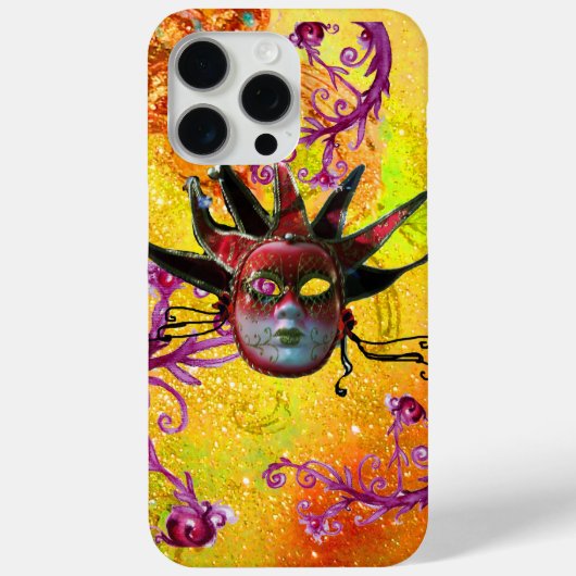 BLACK RED JESTER MASK Masquerade Yellow Paars Case-Mate iPhone Case (Achterkant)