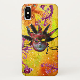 BLACK RED JESTER MASK Masquerade Yellow Paars Case-Mate iPhone Case