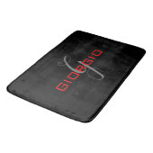 Black Red Jouw naam Initiaal Monogram Modern Badmat (Gekanteld)
