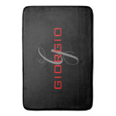 Black Red Jouw naam Initiaal Monogram Modern Badmat (Voorkant Verticaal)