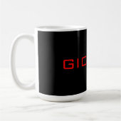 Black Red Jouw naam Initiaal Monogram Modern Koffiemok (Links)