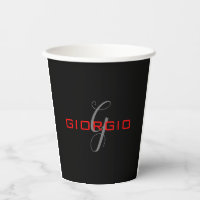 Black Red Jouw naam Initiaal Monogram Modern