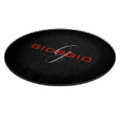 Black Red Jouw naam Initiaal Monogram Modern Snijplank (Hoek)