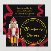 Black Red Kerstmis Eve Dinner Gold Nutcracker Kaart (Voorkant / Achterkant)