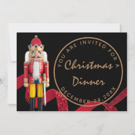 Black Red Kerstmis Eve Dinner Winter Nutcracker Kaart
