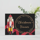 Black Red Kerstmis Eve Dinner Winter Nutcracker Kaart (Staand voorkant)