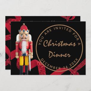 Black Red Kerstmis Eve Dinner Winter Nutcracker Kaart