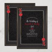 Black & Red King of Hearts Kaart Elegant Huwelijk (Voorkant / Achterkant)