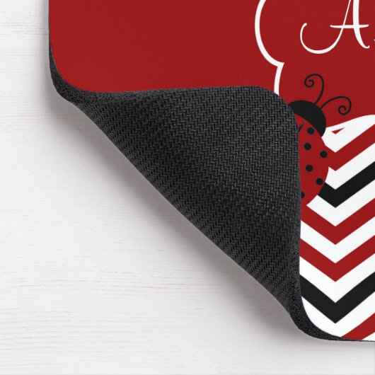 Black Red Ladybug Chevron Personalized Mousepad Muismat (Hoek)