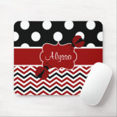 Black Red Ladybug Chevron Personalized Mousepad Muismat (Met muis)